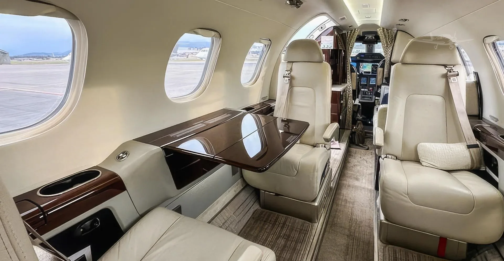 Cabin interior of a 2016 EMBRAER PHENOM 300.