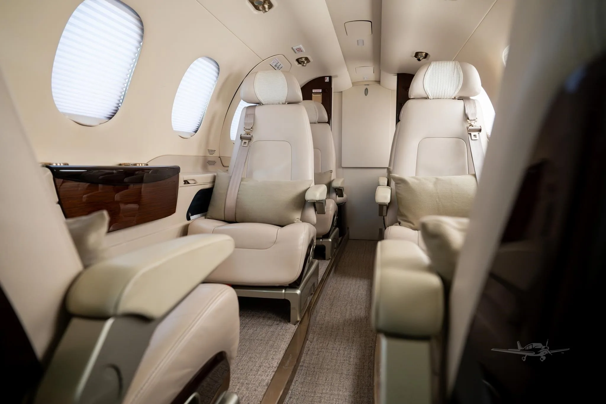 Cabin interior of a 2013 EMBRAER PHENOM 300.
