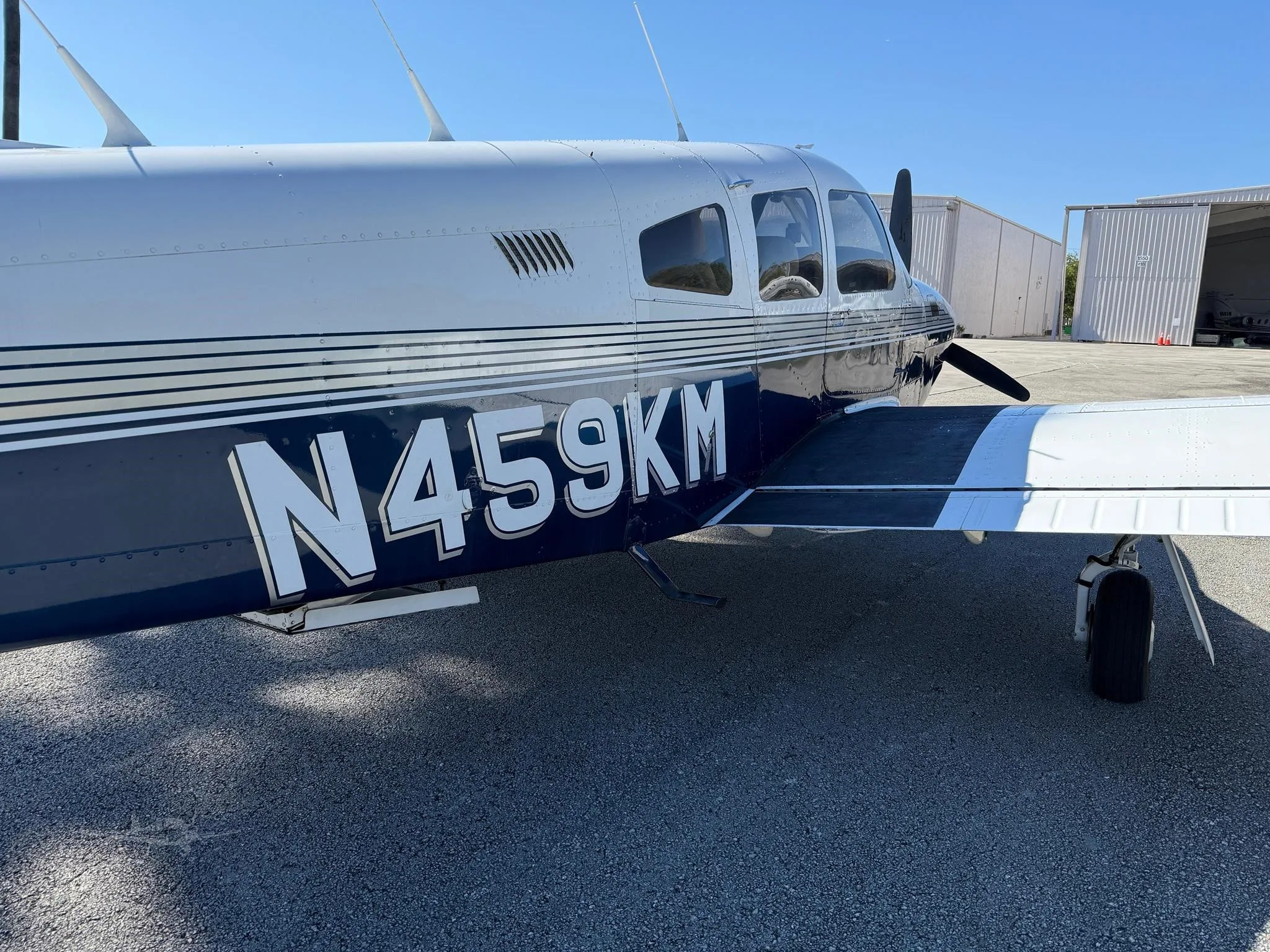 Exterior view of a 1981 PIPER TURBO ARROW IV, N459KM.