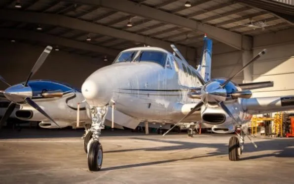 Exterior view of a 1979 BEECHCRAFT KING AIR C90, N2057C.