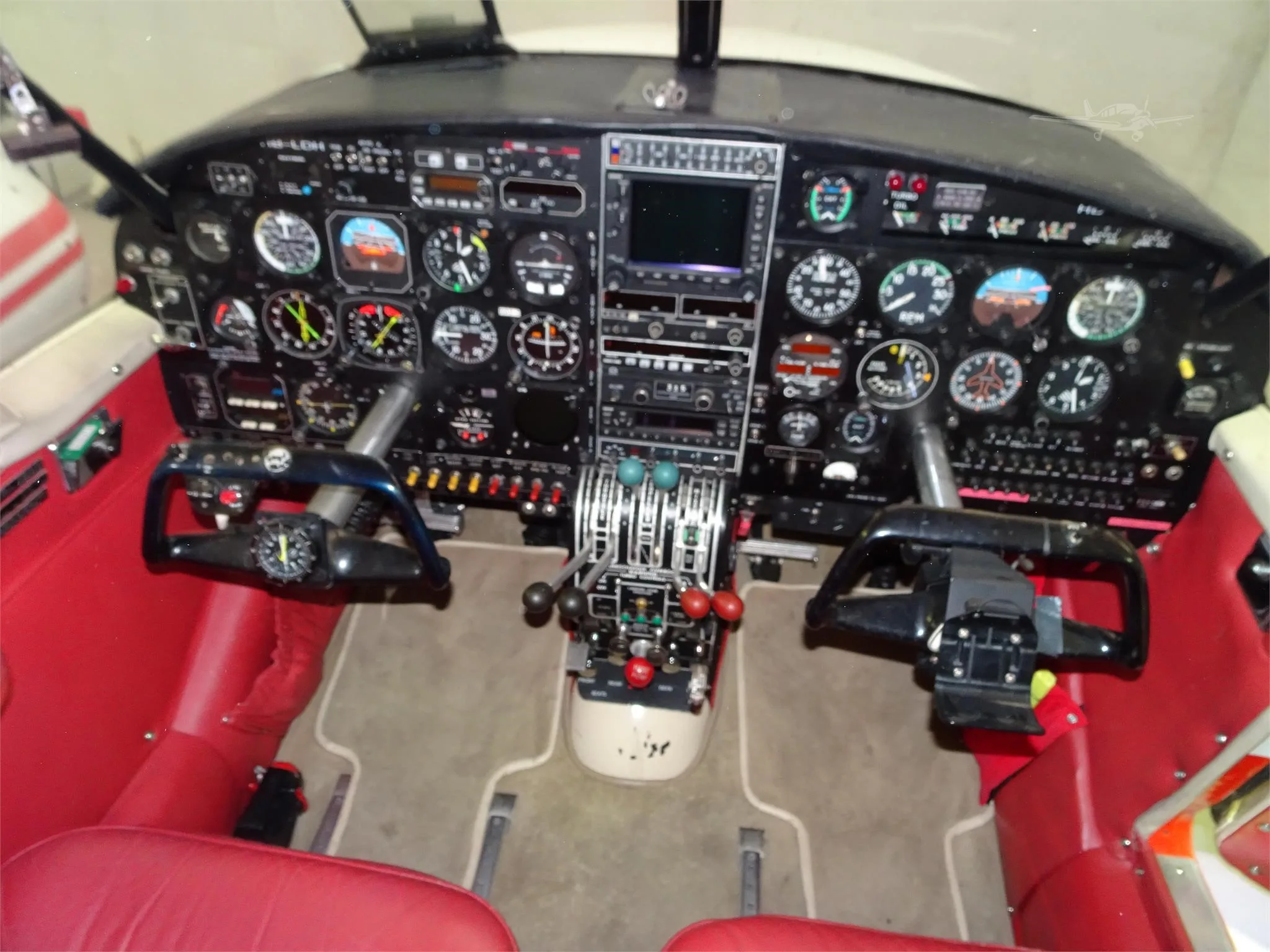 Cockpit and instrument panel of a 1966 PIPER TURBO AZTEC.