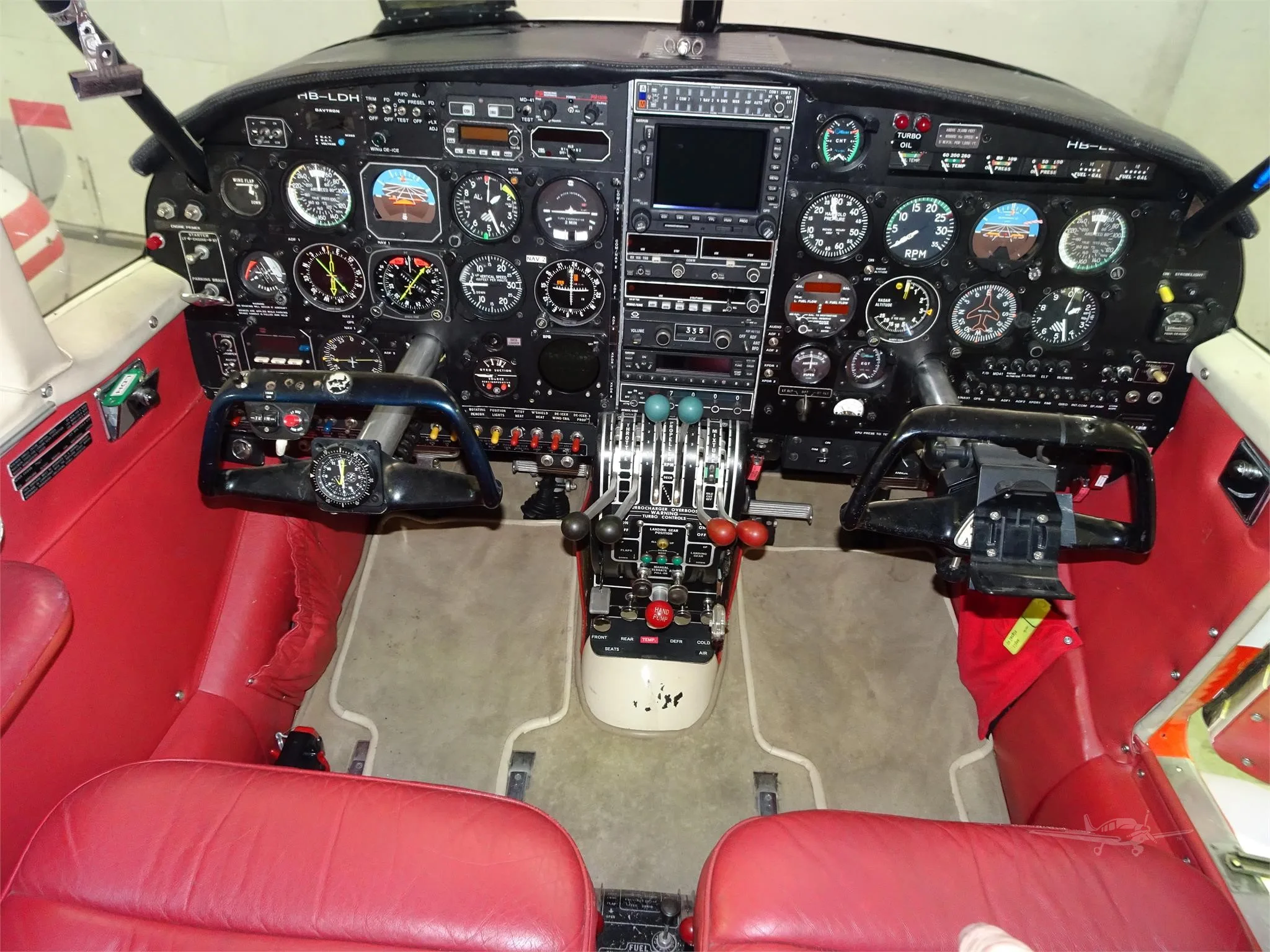 Cockpit and instrument panel of a 1966 PIPER TURBO AZTEC.