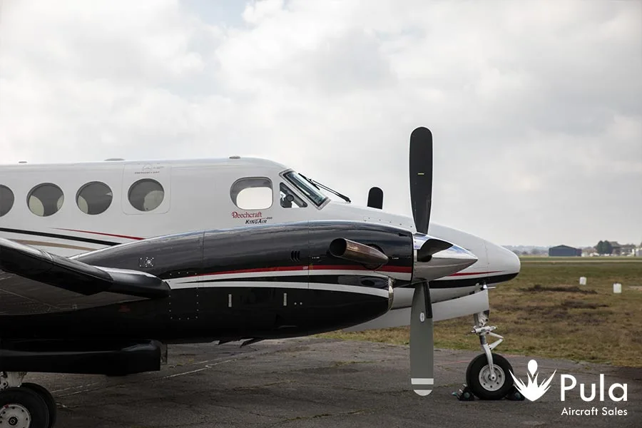 Exterior view of a 1980 Beechcraft King Air 200, G-VALK.