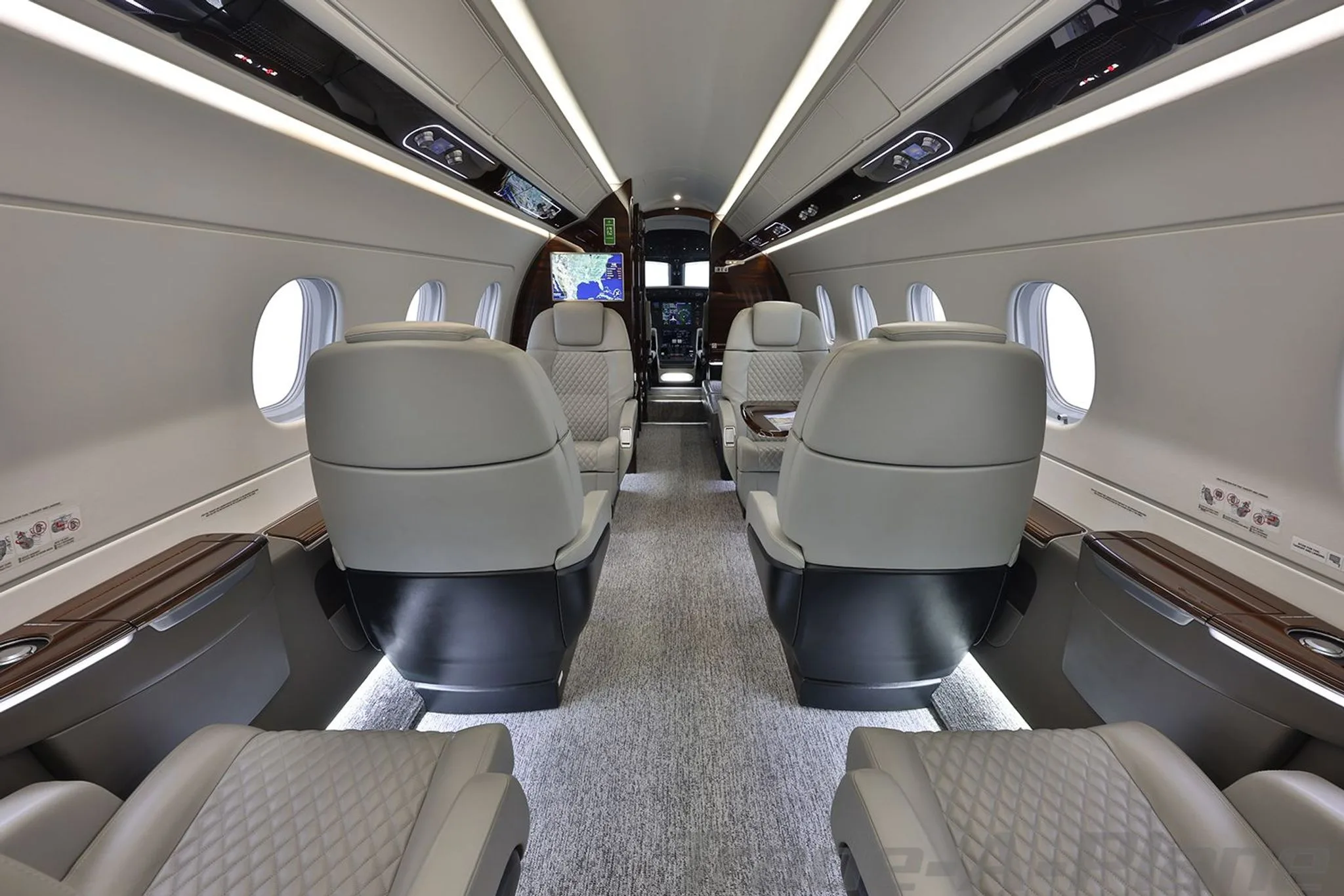 Cabin interior of a 2021 EMBRAER PRAETOR 500.