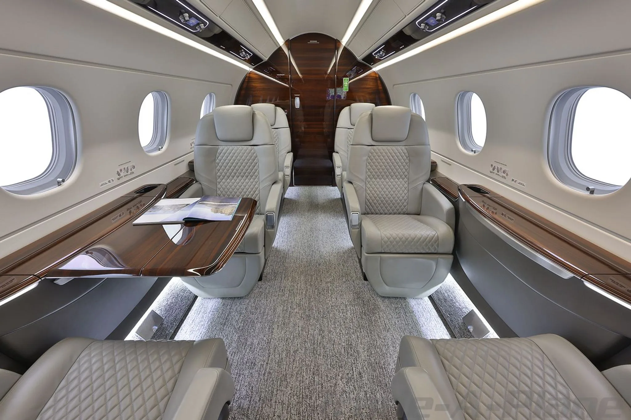 Cabin interior of a 2021 EMBRAER PRAETOR 500.