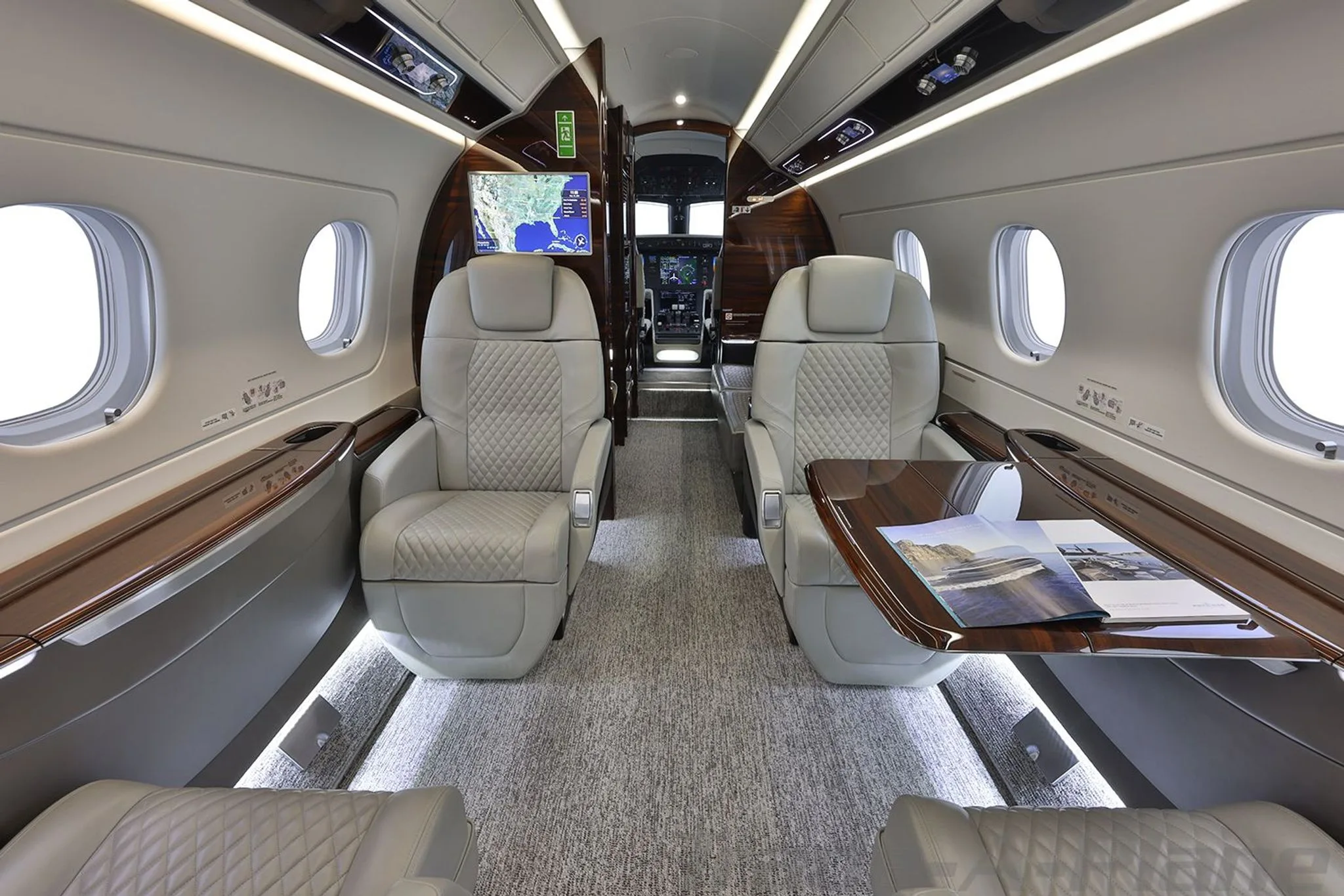 Cabin interior of a 2021 EMBRAER PRAETOR 500.