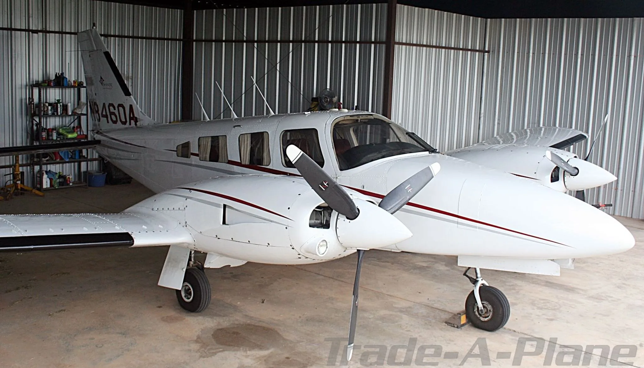 Exterior view of a 1982 PIPER SENECA III, N8460A.