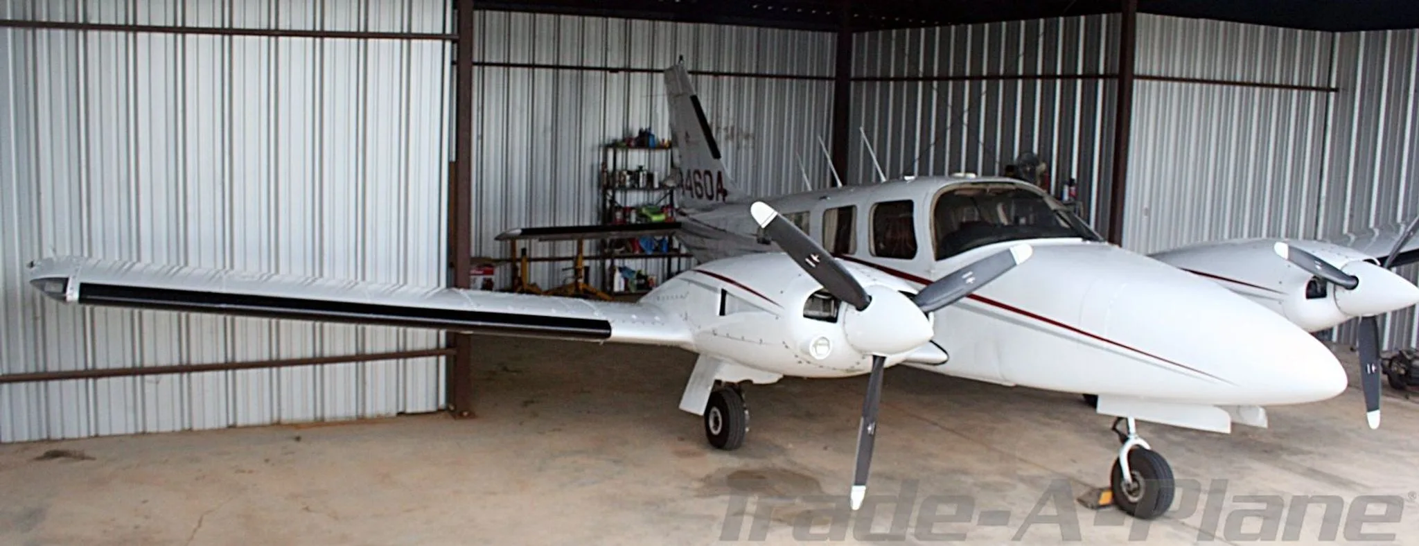 Exterior view of a 1982 PIPER SENECA III, N8460A.