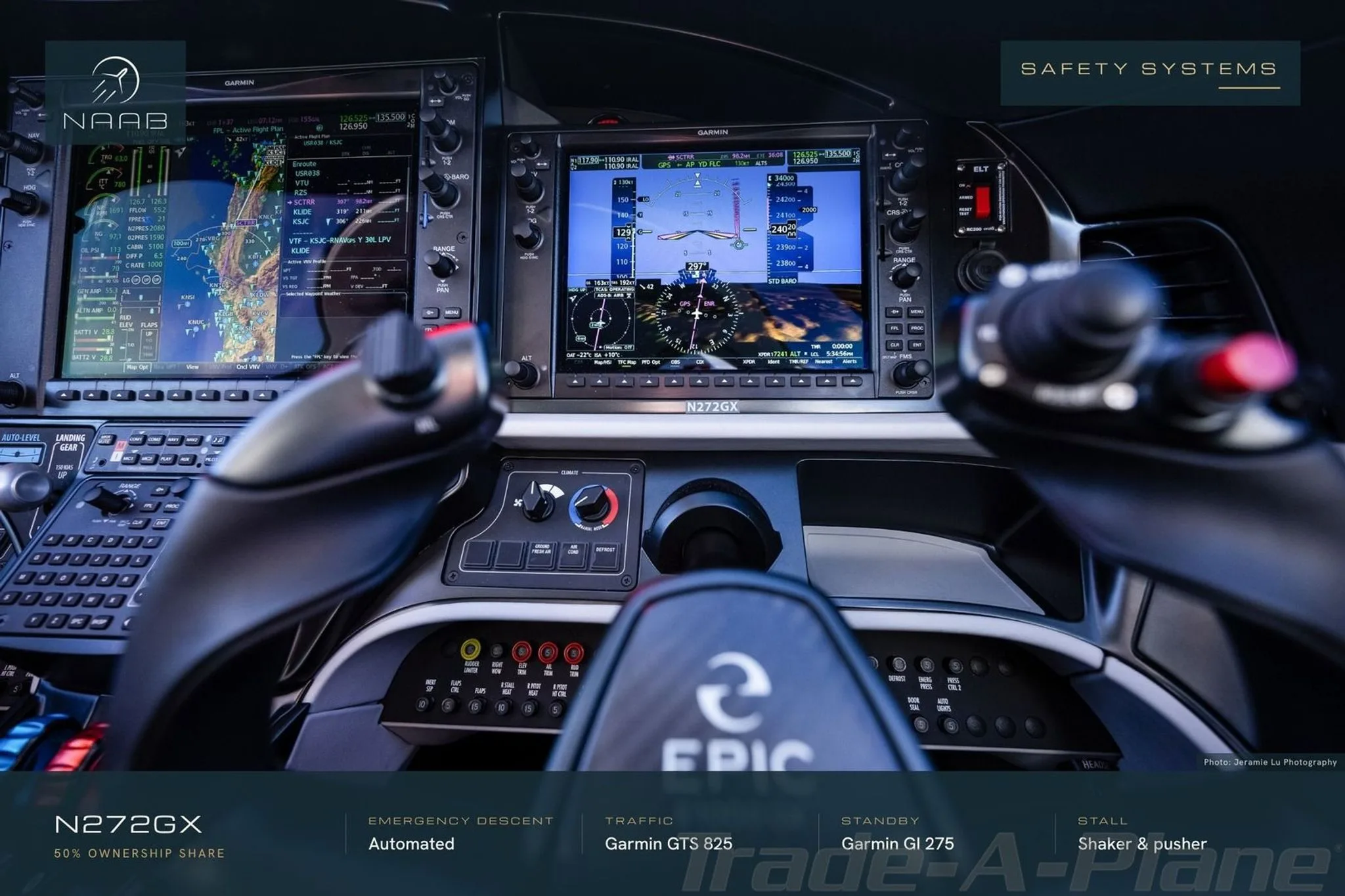 Cockpit and instrument panel of a 2024 EPIC E1000.